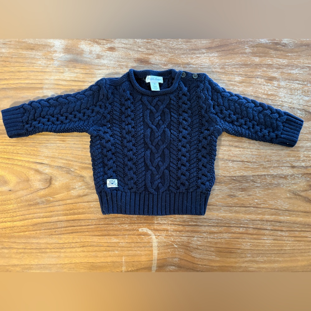 Ralph Lauren Toddler Dark Blue Cable Knit Sweater